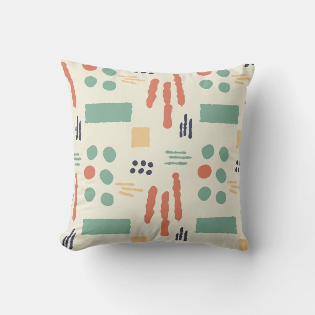 Throw pillow with a trendy organic shapes pattern (Front)