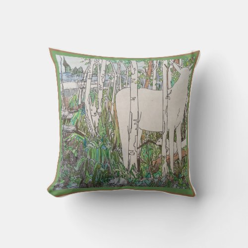 Throw Pillow with a wood scene