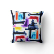 Throw Pillow with Abstract Colorblock
