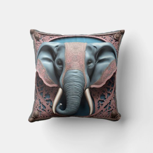 Throw pillow with an antique elephant design