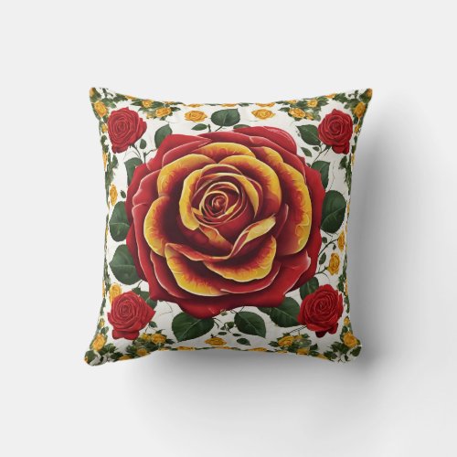 Throw pillow with artistic rose