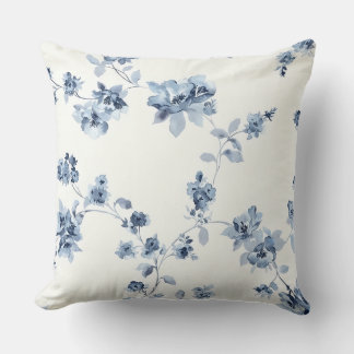 Throw pillow with blue flower print