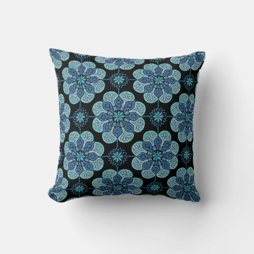 Throw Pillow with blue medallions