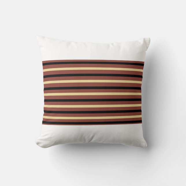 Throw Pillow with Brown/Beige/Black Stripes  (Front)