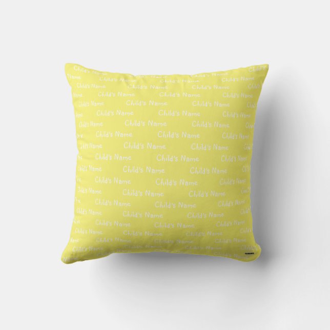 Throw Pillow with Child's Name Yellow  HAMbyWG (Back)