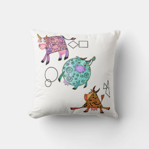 Throw Pillow with Colorful Cows