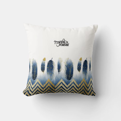 Throw Pillow with feathers and romantic quotes
