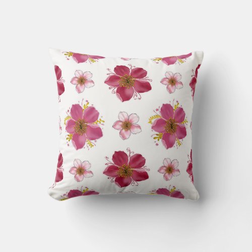 Throw Pillow with Floral Pattern 16x16