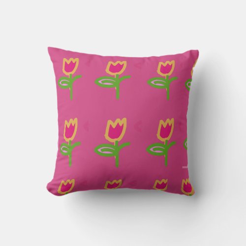 Throw Pillow With flowers drawing Design  Throw Pillow