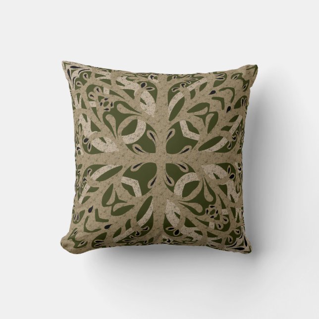 Throw Pillow with green bas-relief (Front)