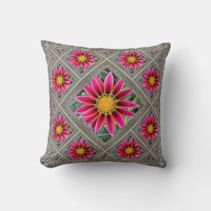 Throw Pillow with Magenta Gazania