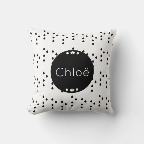 throw pillow with modern raindrops pattern