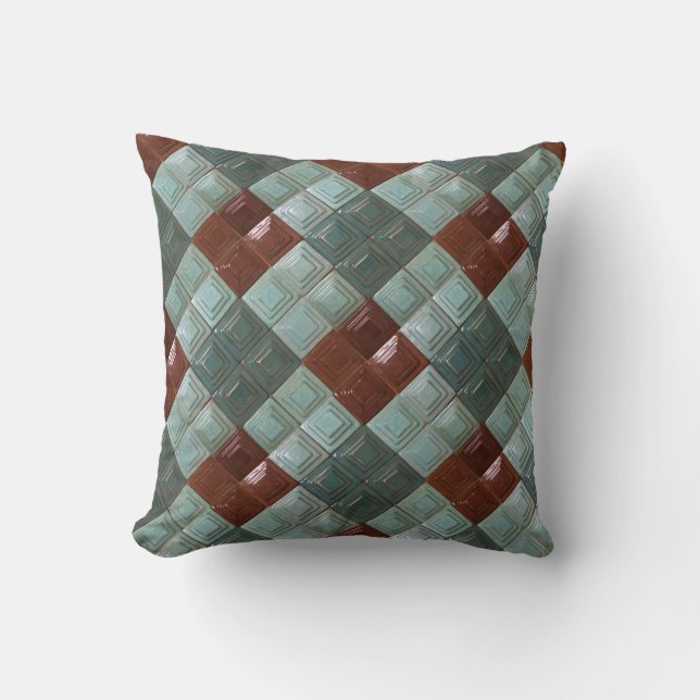  Throw Pillow with mosaic tile print (Front)