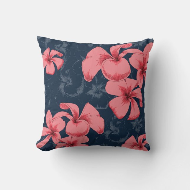 Throw Pillow with pink flowers  (Front)