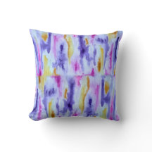 Throw pillow with purple and gold print