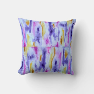 Throw pillow with purple and gold print