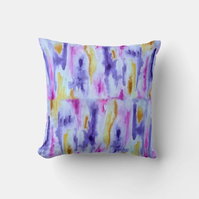 Throw pillow with purple and gold print (Front)