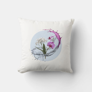 Throw Pillow with Purple Orchids