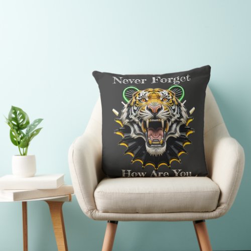 Throw Pillow With Robotic Tiger