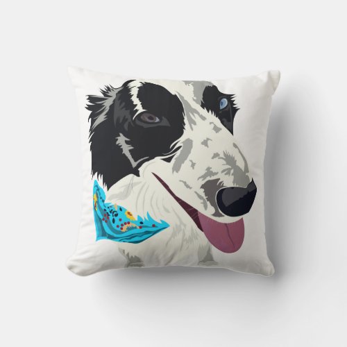 Throw Pillow with Scarfed Border Collie