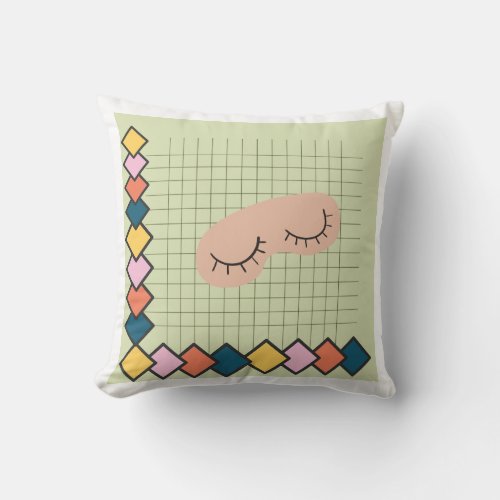 throw pillow with unique design sleeping eyes