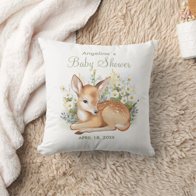 Throw Pillow with watercolor fawn. (Blanket)