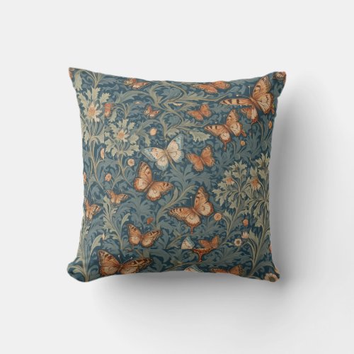 Throw Pillow with William Morris inspired design