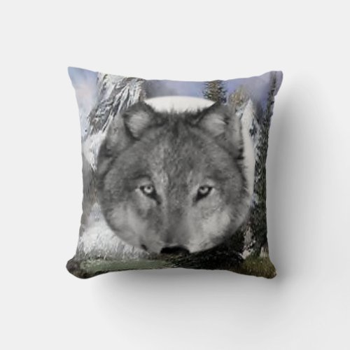 Throw Pillow Wolf