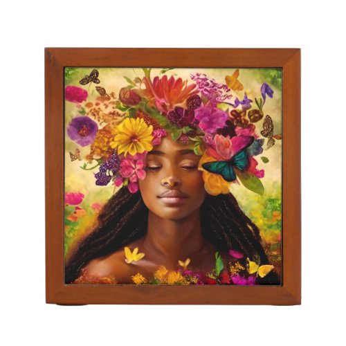 Throw PillowWoman from flowers and nature Desk Organizer