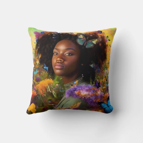 Throw PillowWoman from flowers and nature Throw Pillow