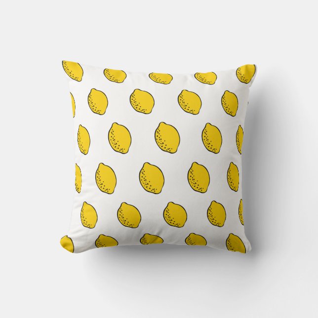 Throw pillow: yellow & white pop art lemons pillow (Front)