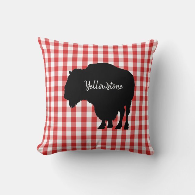 Throw Pillow-Yellowstone Buffalo Throw Pillow (Front)