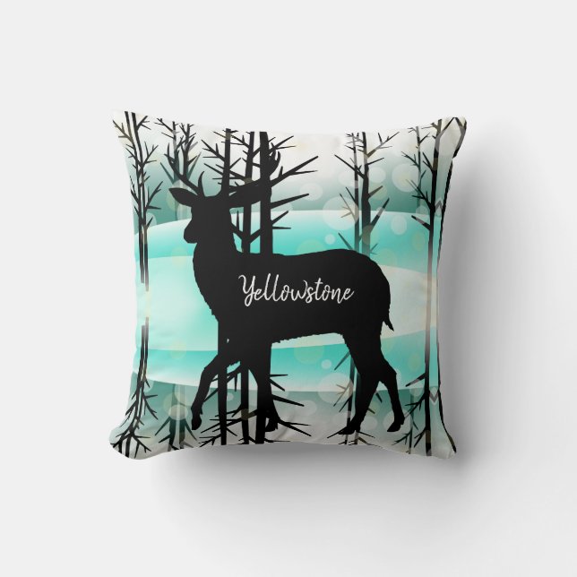 Throw Pillow-Yellowstone Deer Throw Pillow (Front)