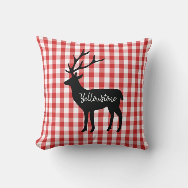 Throw Pillow-Yellowstone Deer Throw Pillow (Front)