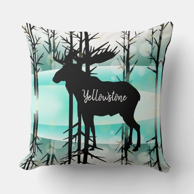Throw Pillow-Yellowstone Moose Throw Pillow (Front)