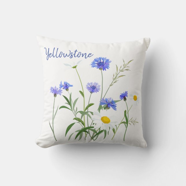 Throw Pillow-Yellowstone Wildflowers Throw Pillow (Front)