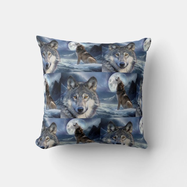 Throw Pillow-Yellowstone Wolf Pillow (Front)