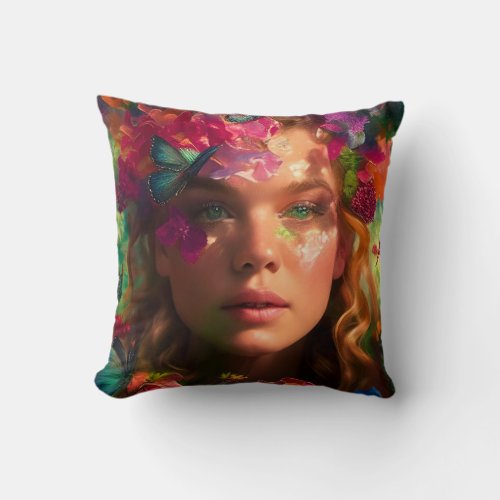 Throw PillowmWoman from flowers and nature Throw Pillow