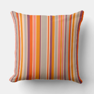 Throw PillowRetro sixties vertical orange stripes Pillow
