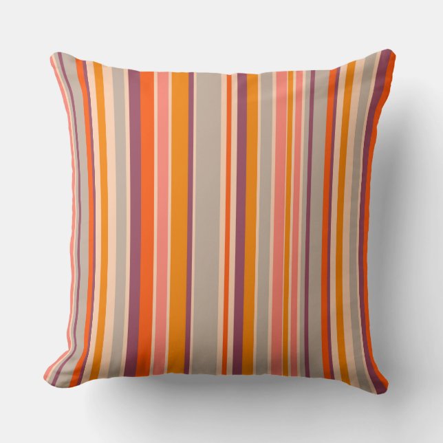 Throw PillowRetro sixties vertical orange stripes Pillow (Front)