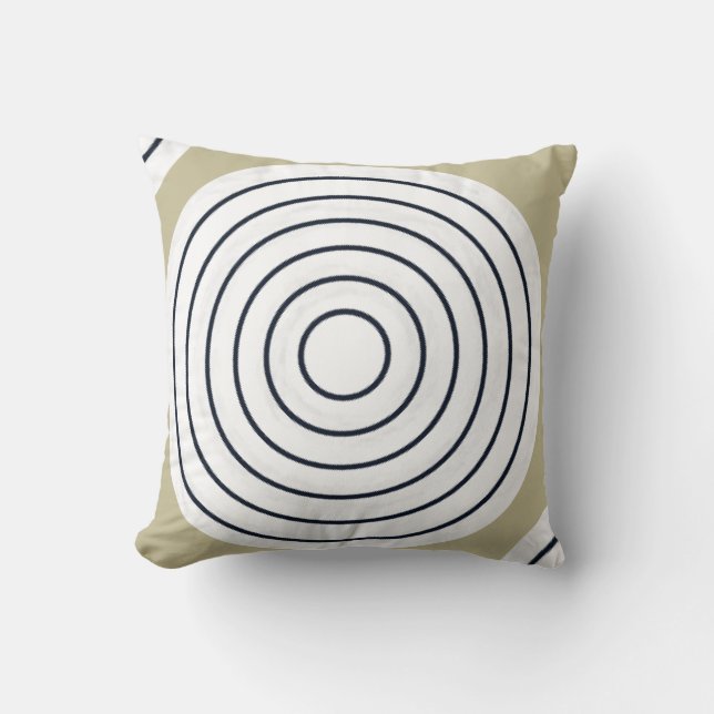 Throw Pillows Beige Black Circular (Front)