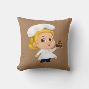 Throw Pillows Beige Chef Cake Bakery