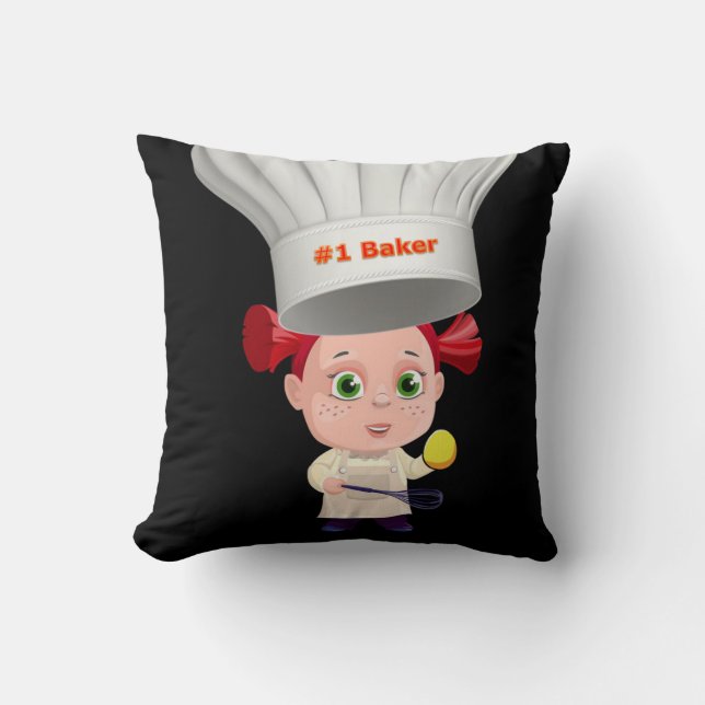 Throw Pillows Chef Eggs Breakfast Black (Front)