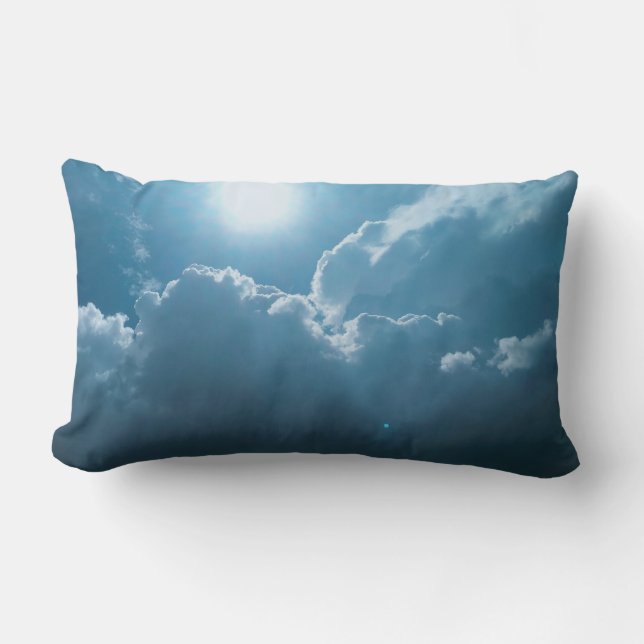 Throw pillows-Dramatic Sunlight Through Clouds Lumbar Pillow (Front)