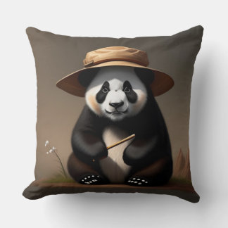 Throw pillows, panda trait einen Hut Throw Pillow