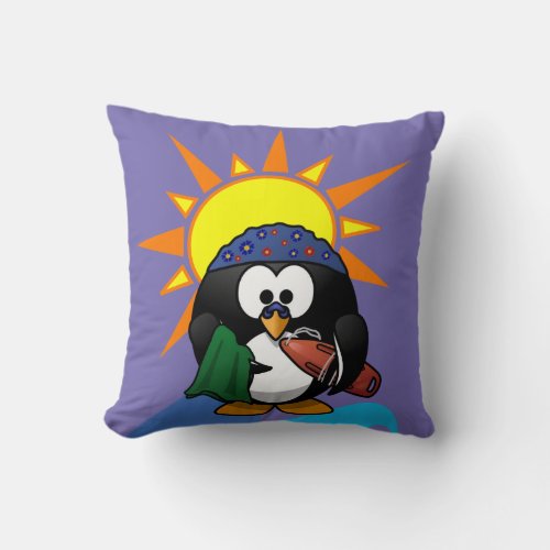 Throw Pillows Surfer Penguin Sun