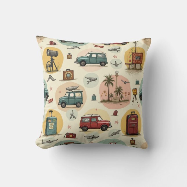 Throw Pillows With Travel Pattern (Front)
