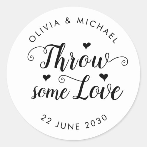 Throw Some Love Confetti Wedding Favor Script Classic Round Sticker