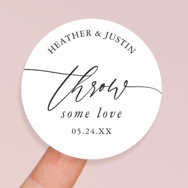 Throw Some love Wedding Confetti Favor Classic Round Sticker (Creator Uploaded)