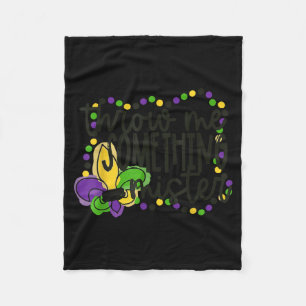 Throw something mister mardi gras beads new orlean fleece blanket